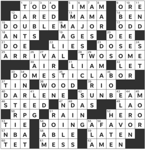 Stella Zawistowski's USA Today crossword, "Exterior Doors" solution for 2/17/2023