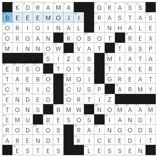 0501-23 NY Times Crossword 1 May 23, Monday 