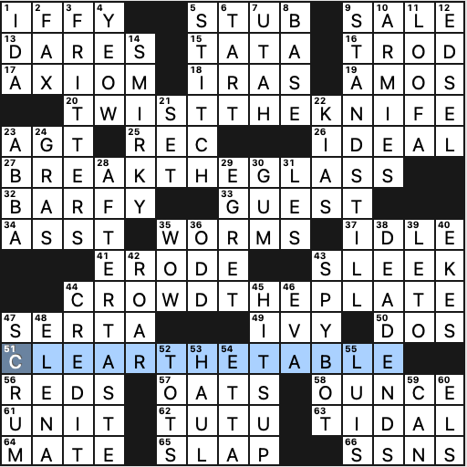 0501-23 NY Times Crossword 1 May 23, Monday 