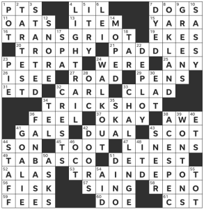 Brooke Husic's USA Today crossword, "In the Running" solution for 5/12/2023