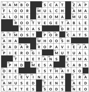 Matthew Stock's USA Today crossword, "RV Kitchen" solution for 5/14/2023