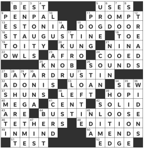 Erik Agard's USA Today crossword, "U St in DC" solution for 5/21/2023