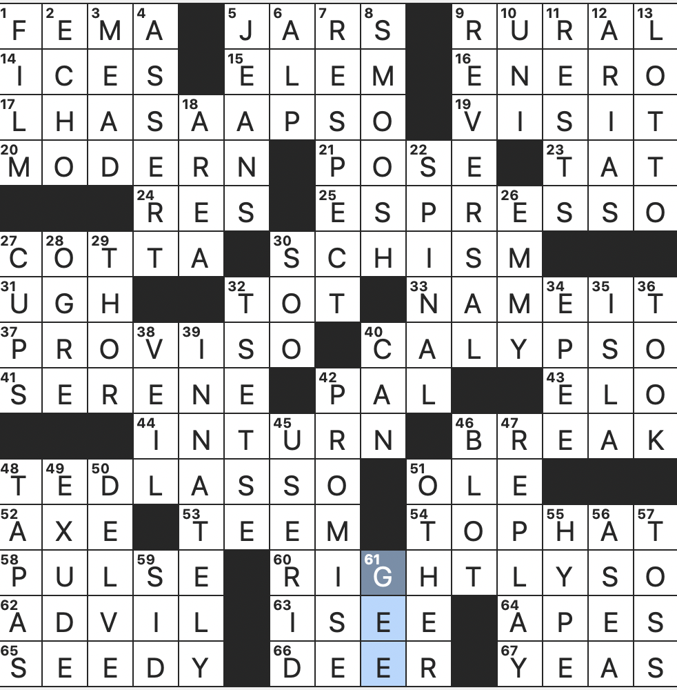 LA Times Crossword 1 May 23, Monday 