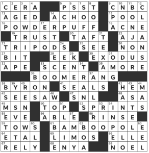 Bruce Haight's USA Today crossword, "Start with a Bang" solution for 6/30/2023