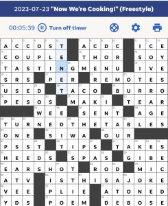 Hoang-Kim Vu's USA Today crossword "'Now We're Cooking!' (Freestyle)" solution for 7/23/2023 