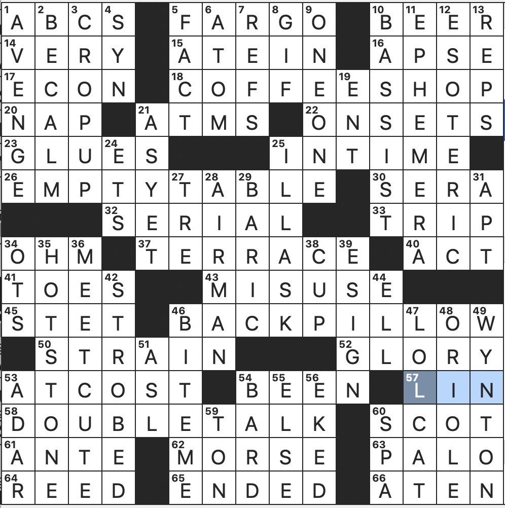 0829-22 NY Times Crossword 29 Aug 22, Monday 