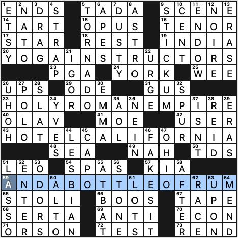 0919-17 NY Times Crossword Answers 19 Sep 17, Tuesday 