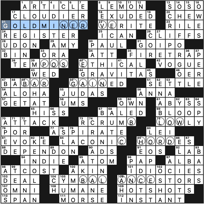 LA Times Crossword 10 Dec 23, Sunday 