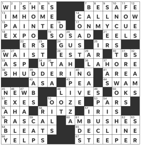 Chandi Deitmer's USA Today crossword, "Sink Ships" solution for 10/27/2023