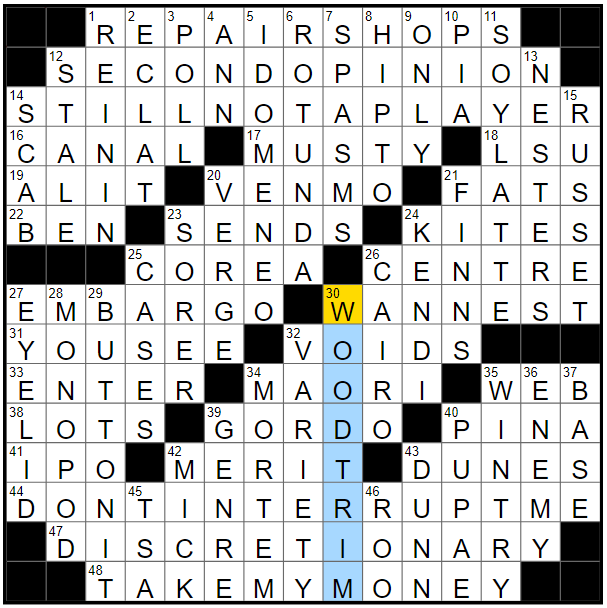 0821-23 NY Times Crossword 21 Aug 23, Monday 