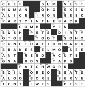 Stella Zawistowski's USA Today crossword, “Park Outside" solution for 1/14/2024