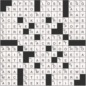 Completed USA Today crossword for Wednesday July 31, 2024