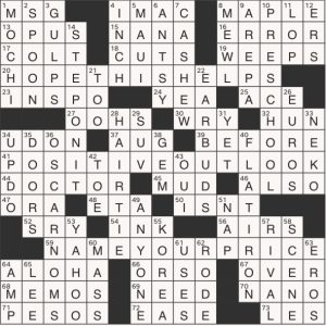 Completed USA Today crossword for Thursday February 20, 2025