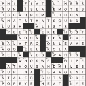 Completed USA Today crossword for Thursday July 17, 2025