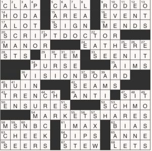 Completed USA Today crossword for Thursday August 28, 2025
