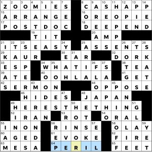 Completed USA Today crossword for Wednesday October 22, 2025