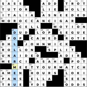 Completed USA Today crossword for Wednesday October 29, 2025