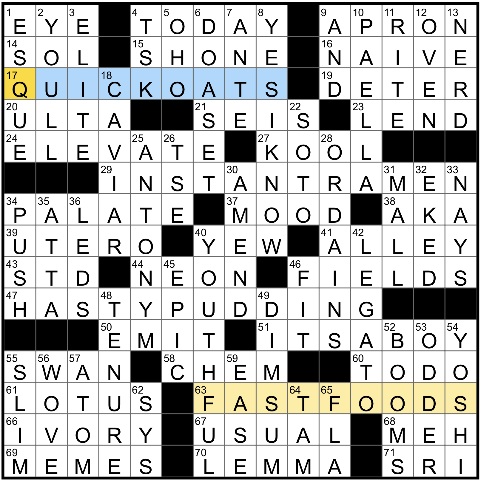 Monday, october 13, 2025 | diary of a crossword fiend