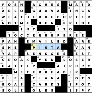 Completed USA Today crossword for Wednesday January 14, 2026