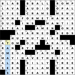 Completed USA Today crossword for Wednesday February 11, 2026