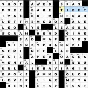 Completed USA Today crossword for Thursday March 12, 2026