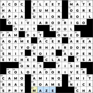 Completed USA Today crossword for Wednesday April 01, 2026