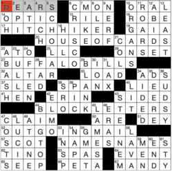 Answer grid for Los Angeles Times crossword 5/25/26 by Janice Luttrell