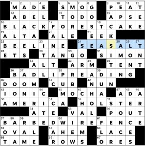 Completed USA Today crossword for Thursday June 25, 2026